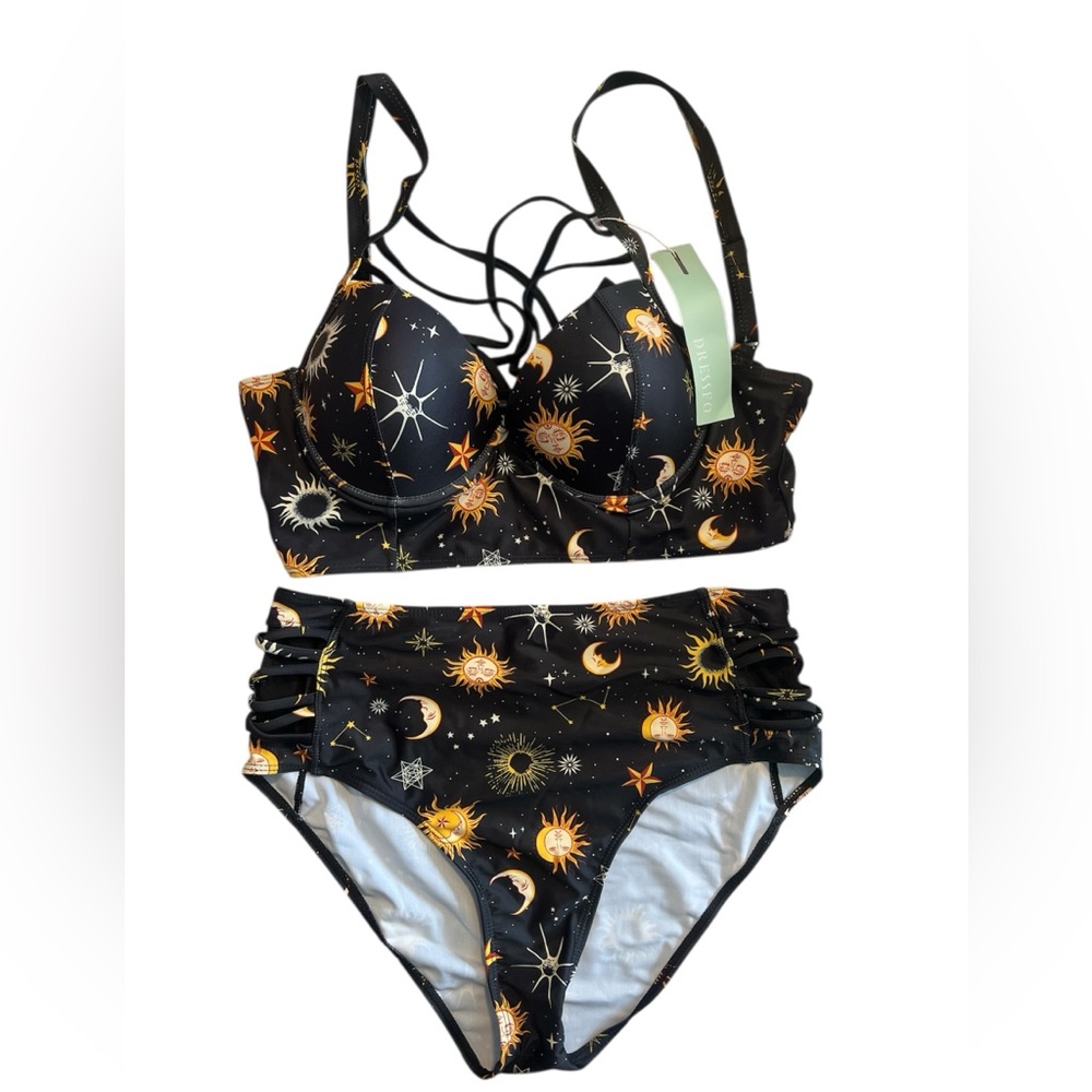 Black and Orange Celestial Bikini Set